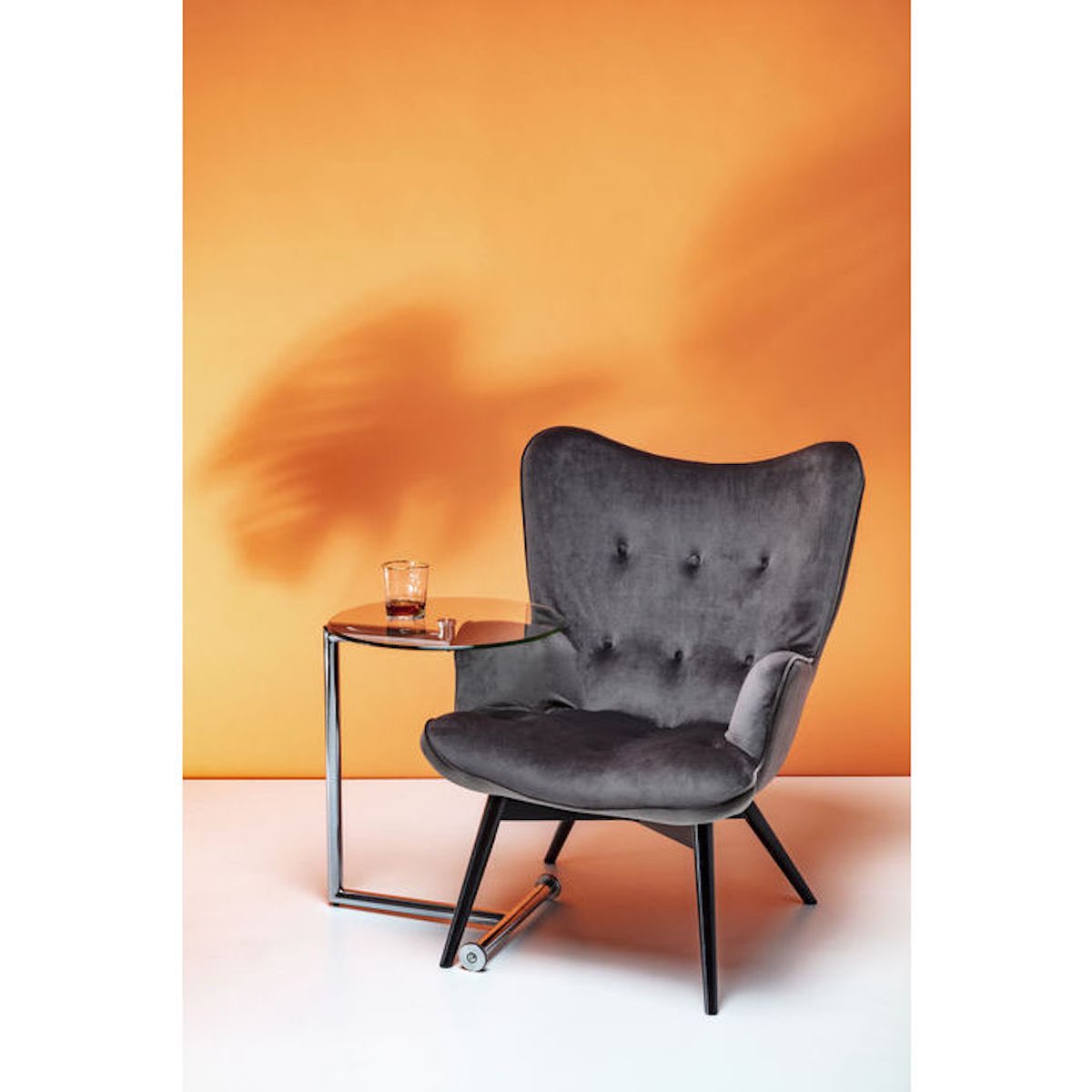 Armchair Black Vicky Velvet Grey Kare Design