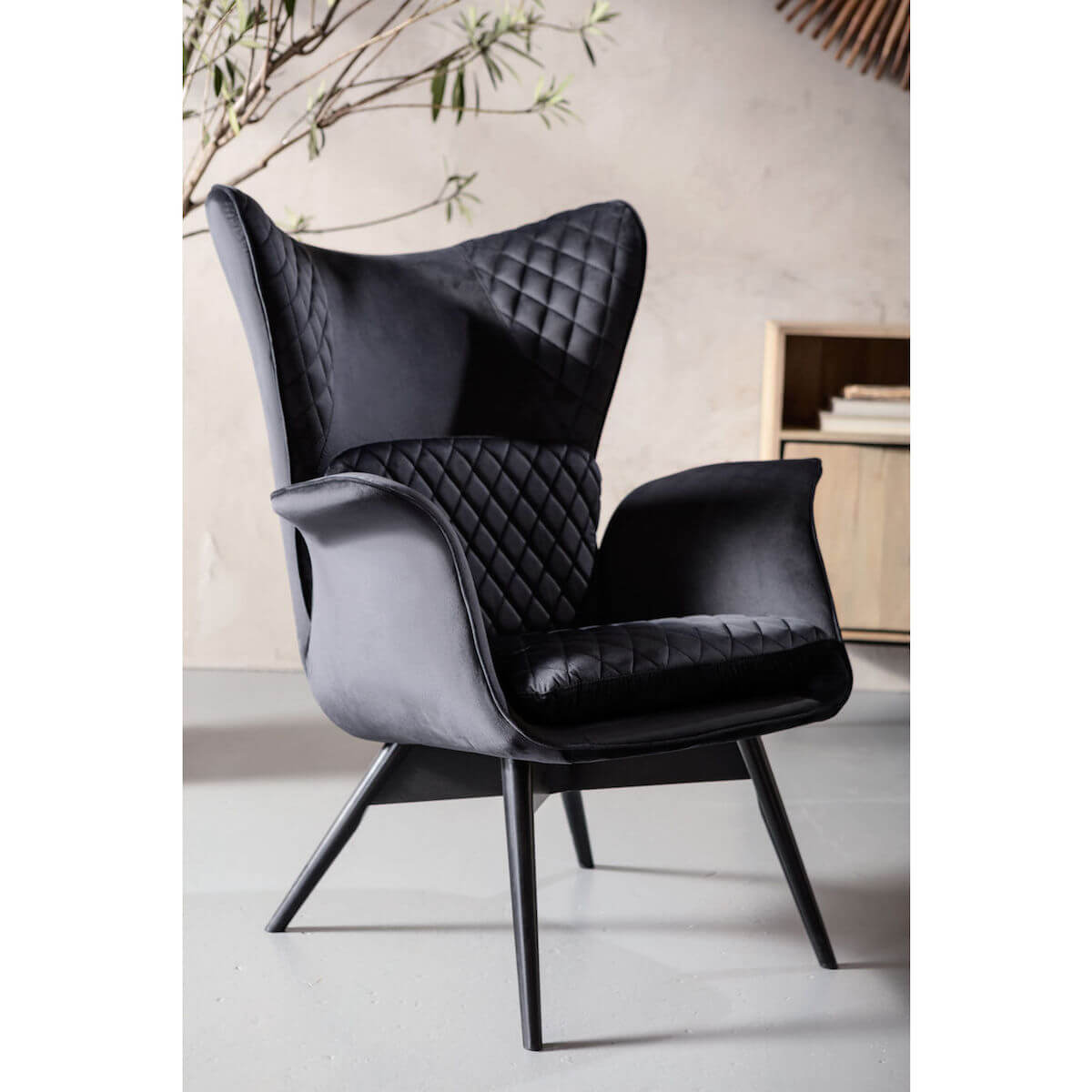 Armchair Tudor Velvet Black Kare Design