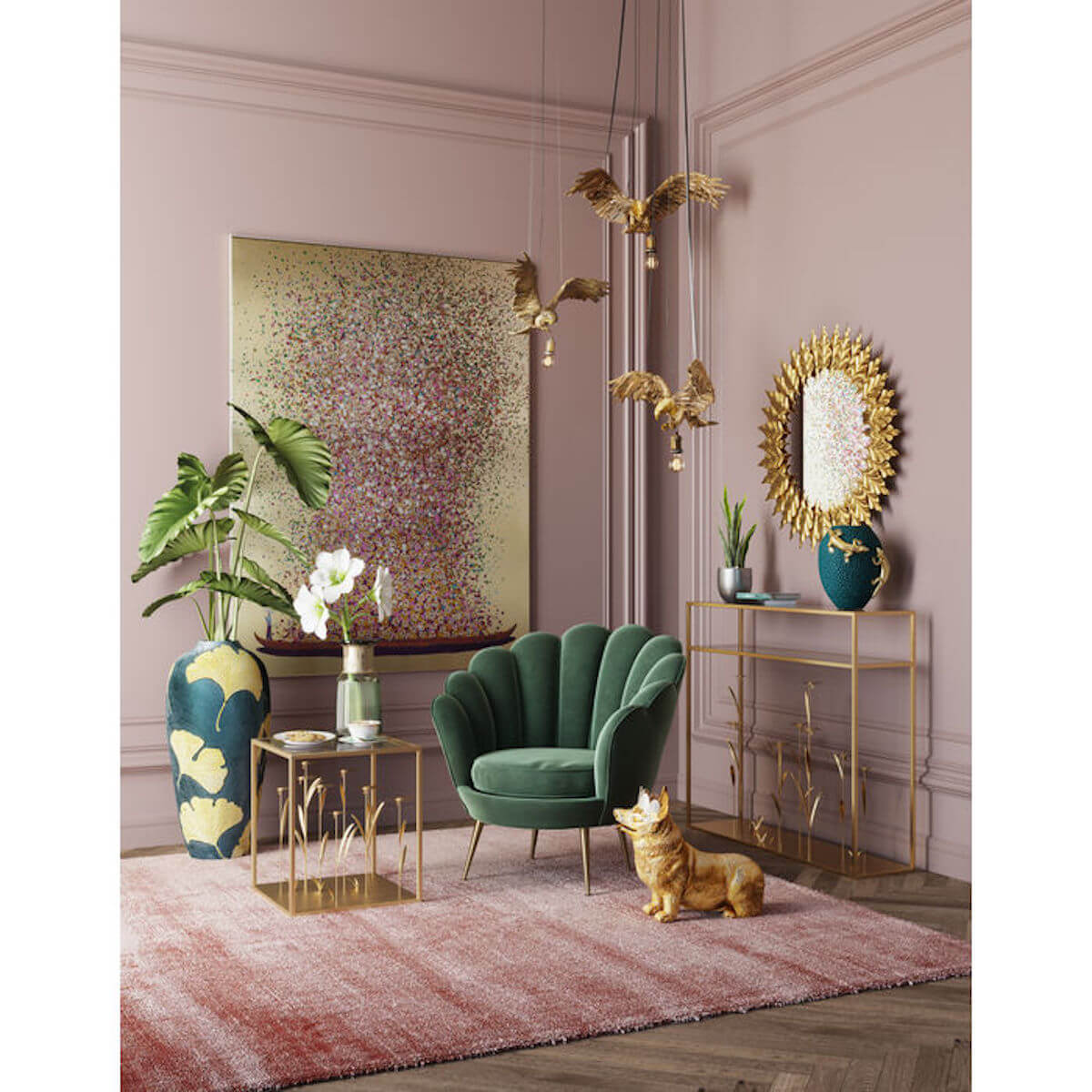 Armchair Water Lily Dark Green Kare Design