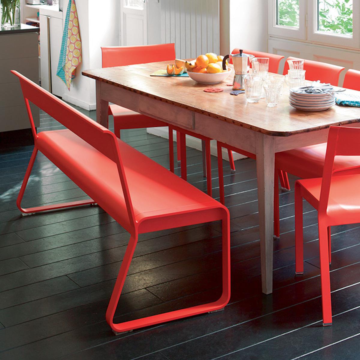 Banc avec dossier BELLEVIE Fermob Bleu Abysse