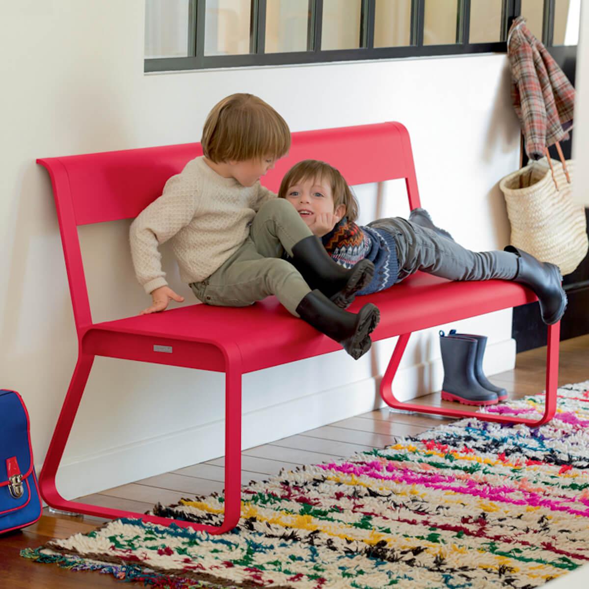 Banc avec dossier BELLEVIE Fermob vert tilleul