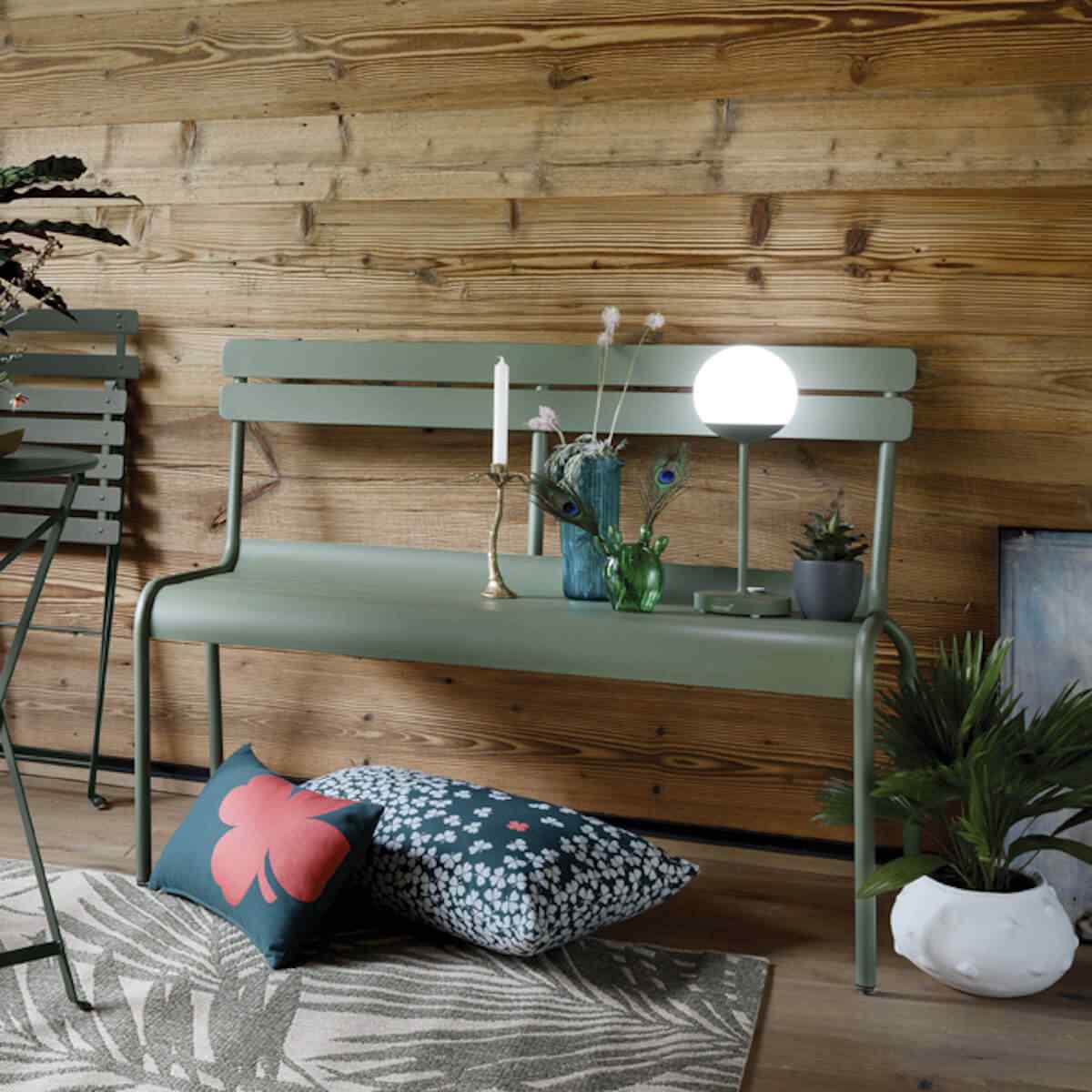 Banc avec dossier LUXEMBOURG Fermob rose praline