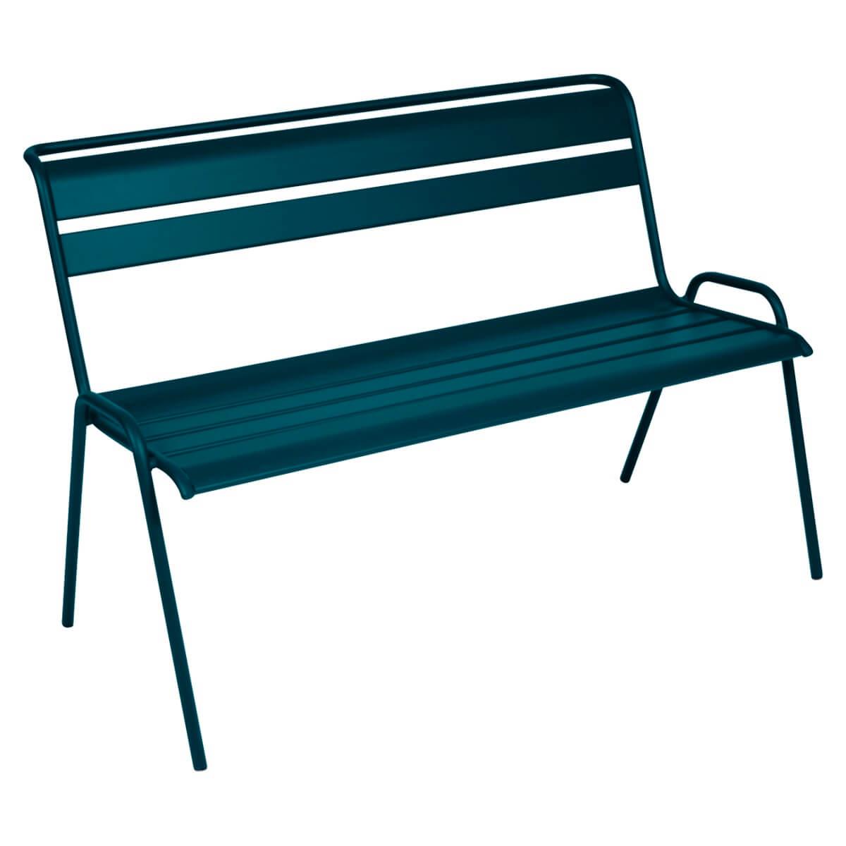 Banc avec dossier MONCEAU Fermob bleu acapulco