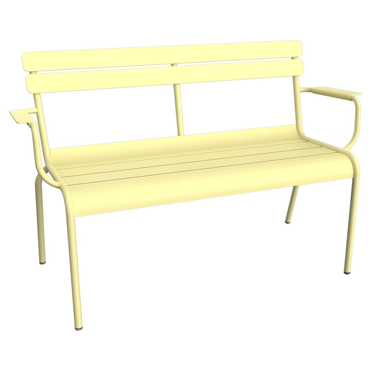 Banc de jardin 2 places avec accoudoirs LUXEMBOURG Fermob citron givré