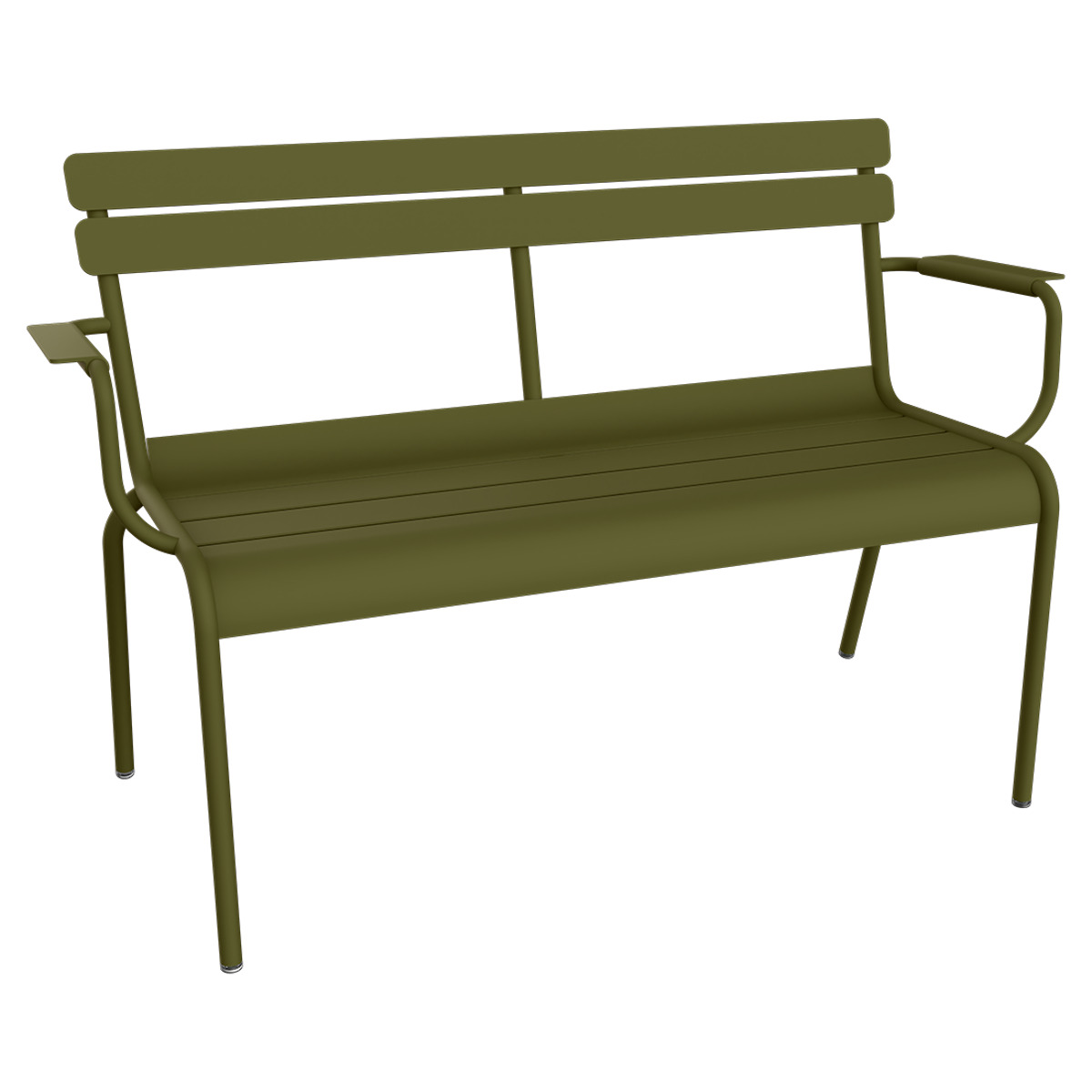 Banc de jardin 2 places avec accoudoirs LUXEMBOURG Fermob vert pesto