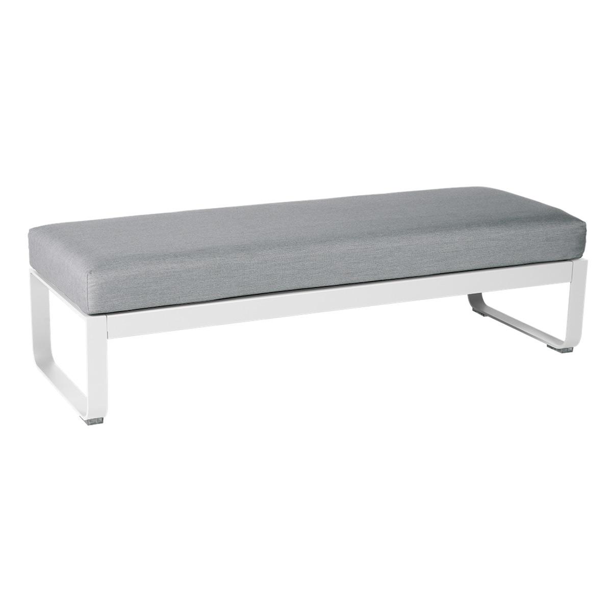 Banquette 2 places BELLEVIE Fermob blanc coton-Gris flanelle