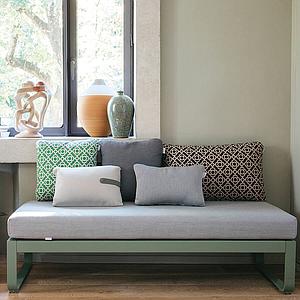 Banquette 2 places BELLEVIE Fermob bleu abysse-Blanc grisé