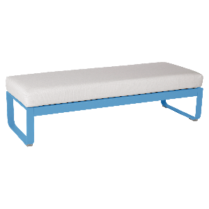 Banquette 2 places BELLEVIE Fermob bleu maya-blanc grisé