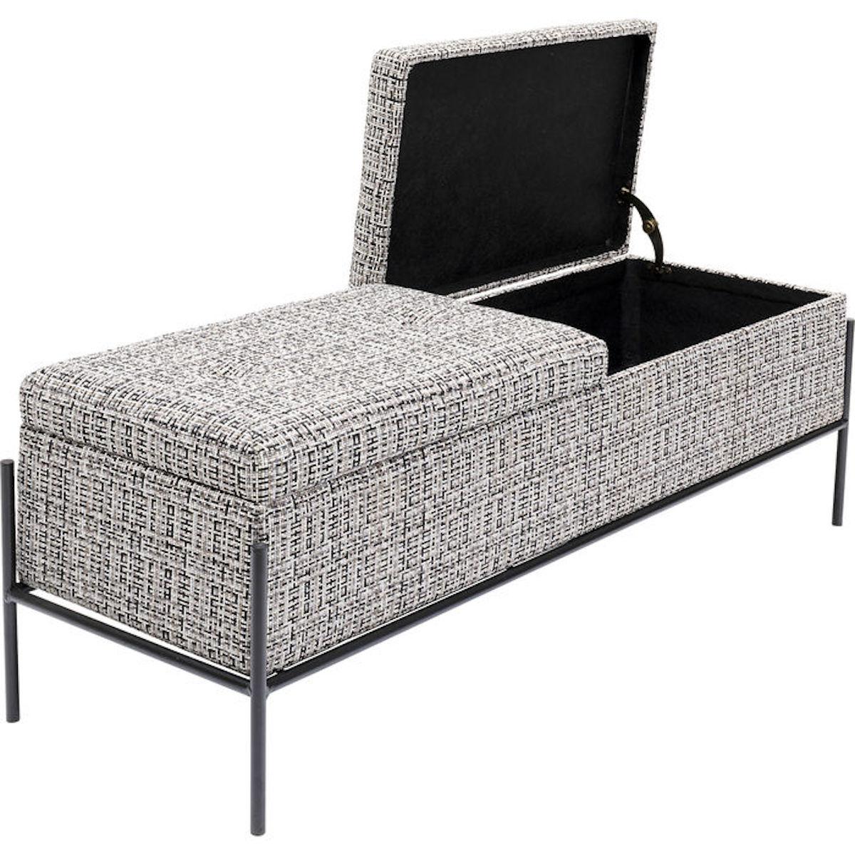Banquette Buttons Storage Kare Design blanc-noir