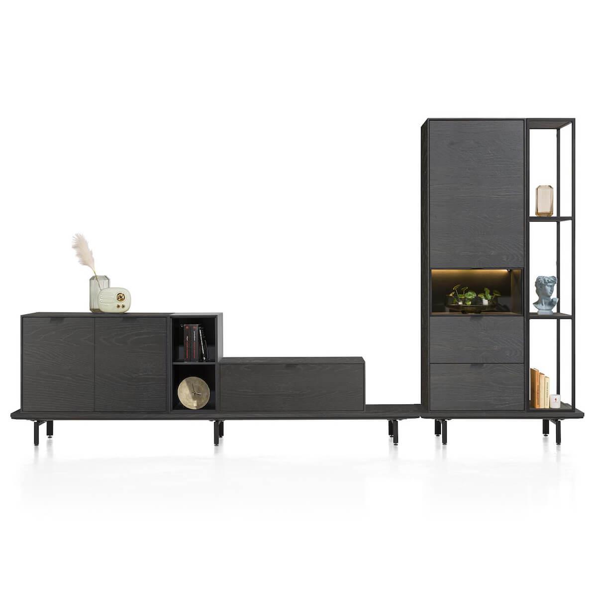 Bibliothèque 180cm 3 niches ELEMENTS Xooon onyx