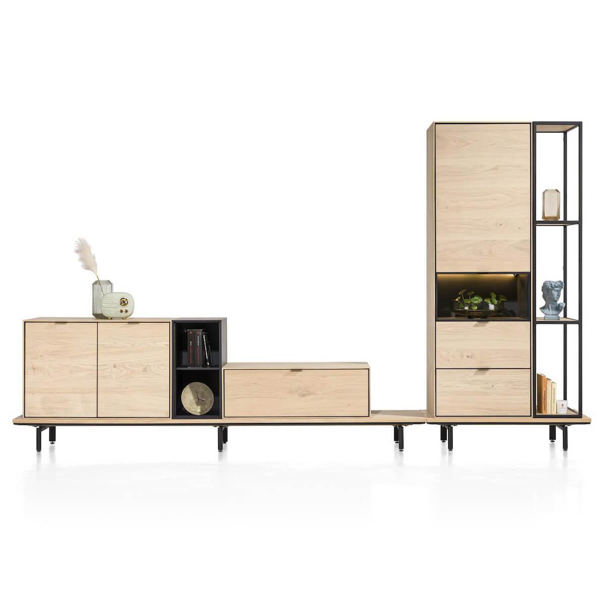 Bibliothèque 180cm 3 niches ELEMENTS Xooon onyx