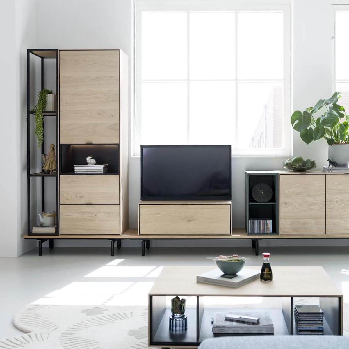 Bibliothèque 180cm 3 niches ELEMENTS Xooon onyx
