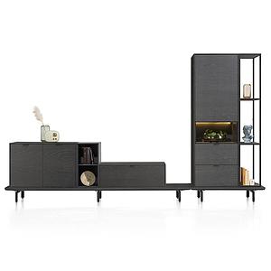 Bibliothèque 180cm 3 niches ELEMENTS Xooon onyx