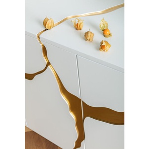 Buffet 80x165cm CRACKED Kare Design blanc doré
