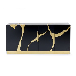Buffet 80x165cm CRACKED Kare Design noir doré