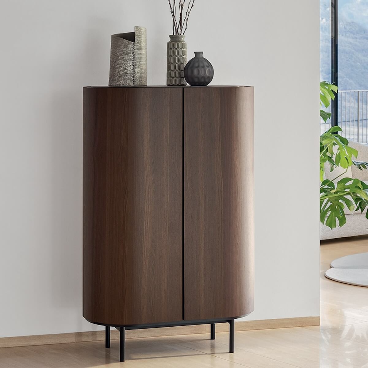Buffet haut LAKE Calligaris smoke céramique calacata noir