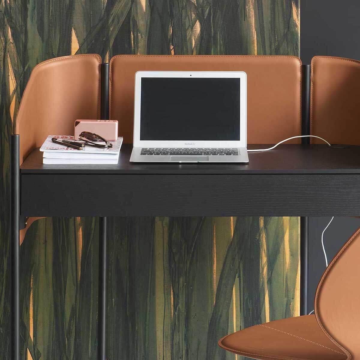 Bureau BIBLIO Calligaris Cognac-noir