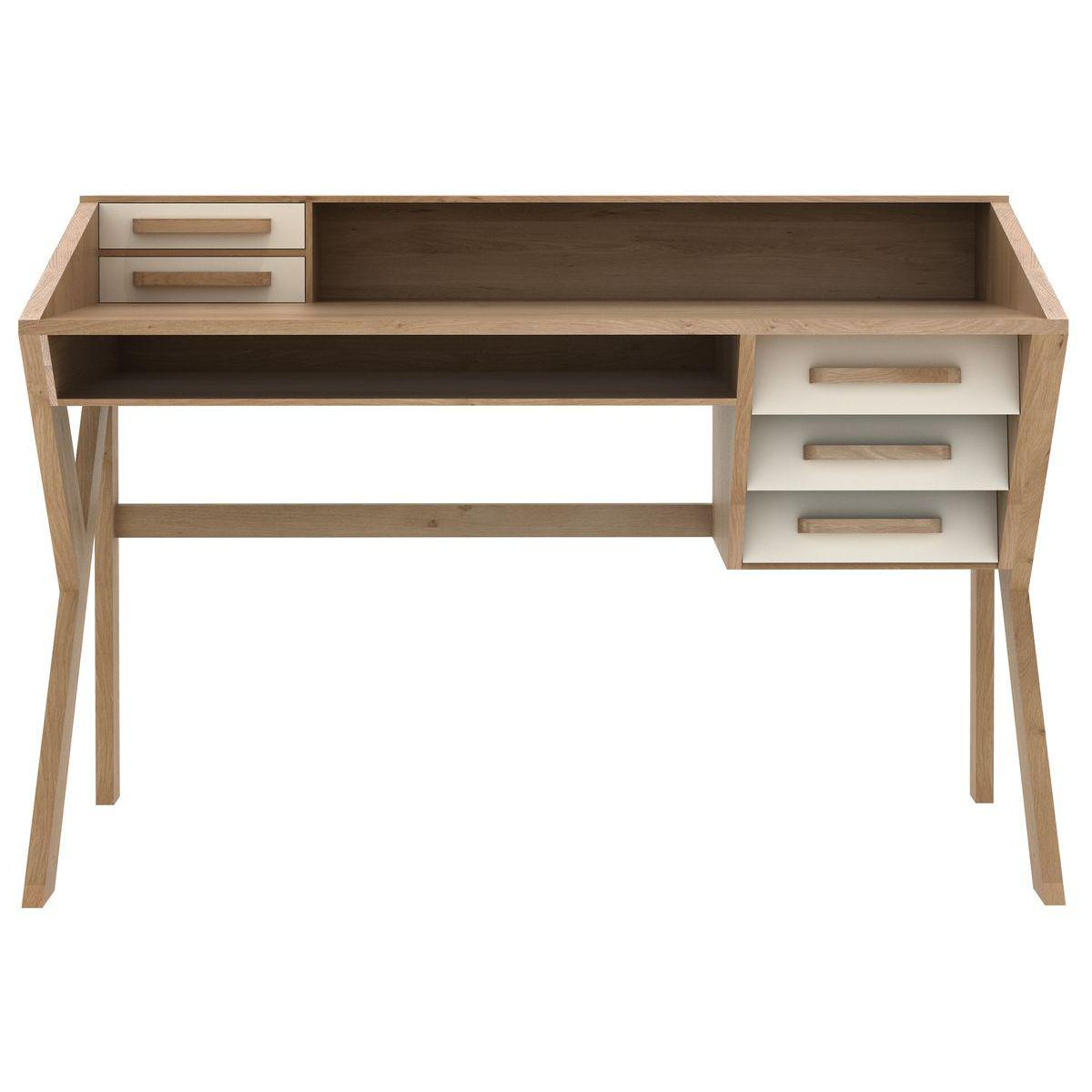 Bureau ORIGAMI Ethnicraft chêne avec tiroirs creme