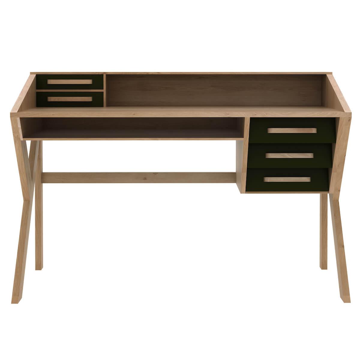 Bureau ORIGAMI Ethnicraft chêne avec tiroirs noir