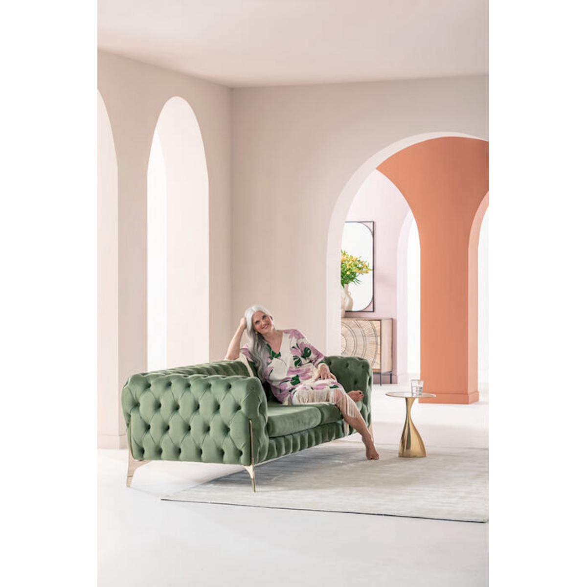 Canapé 2 places 200cm BELLISSIMA Kare Design velours vert