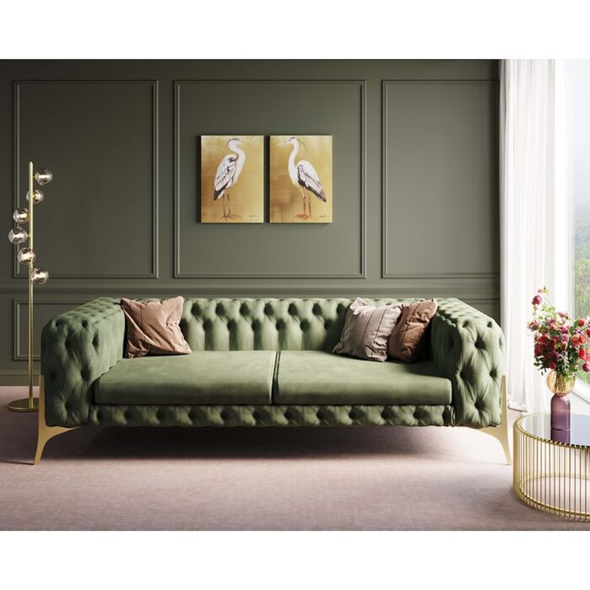 Canapé 3 places 240cm BELLISSIMA Kare Design velours vert