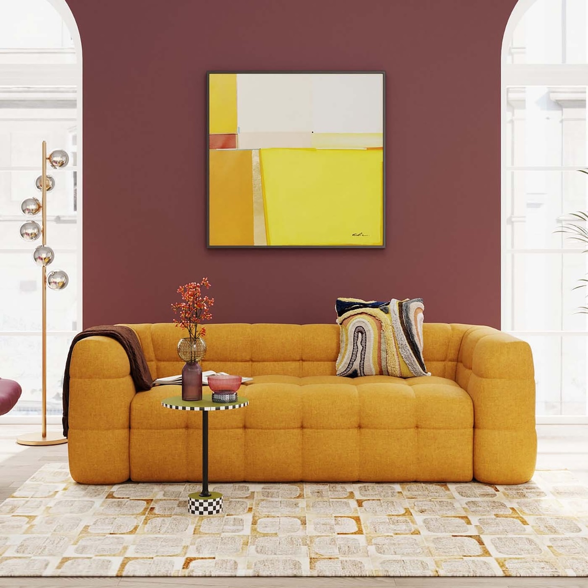 Canapé 3 places 240cm SALAMANCA Kare Design jaune
