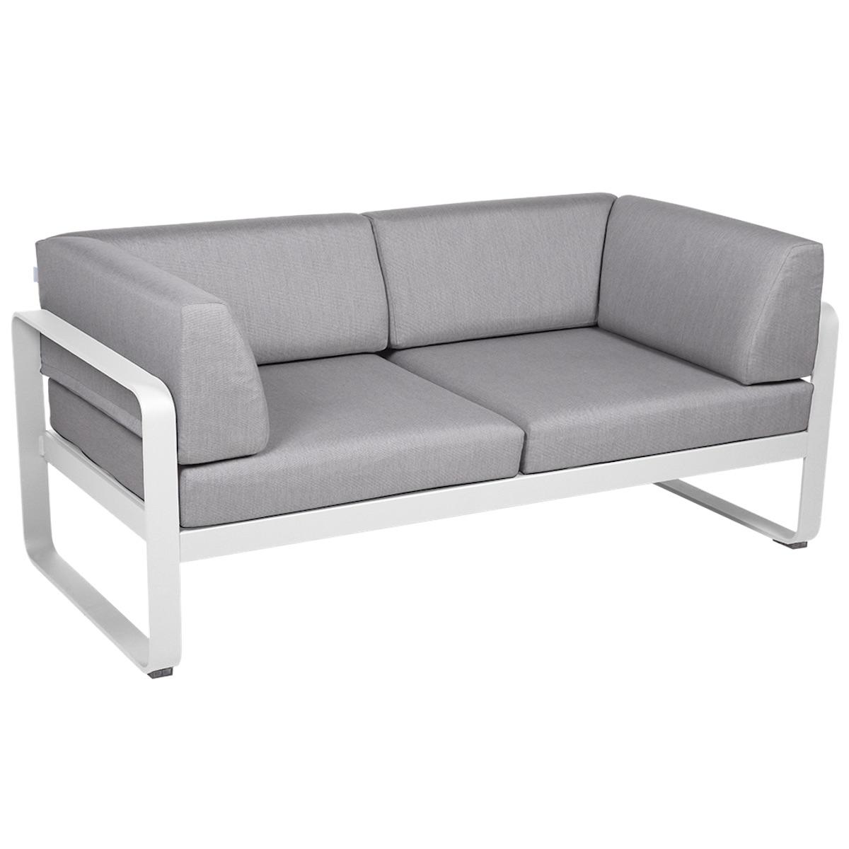 Canapé Club 2 places BELLEVIE Fermob blanc coton-gris flanelle