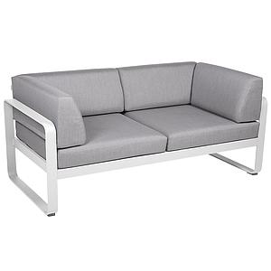 Canapé Club 2 places BELLEVIE Fermob blanc coton-gris flanelle