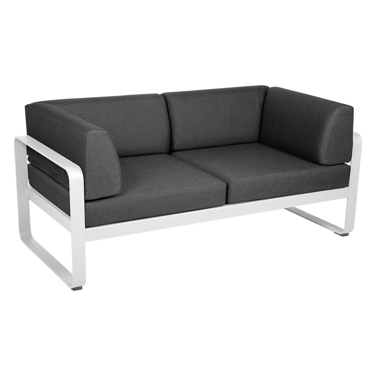 Canapé Club 2 places BELLEVIE Fermob blanc coton-gris graphite