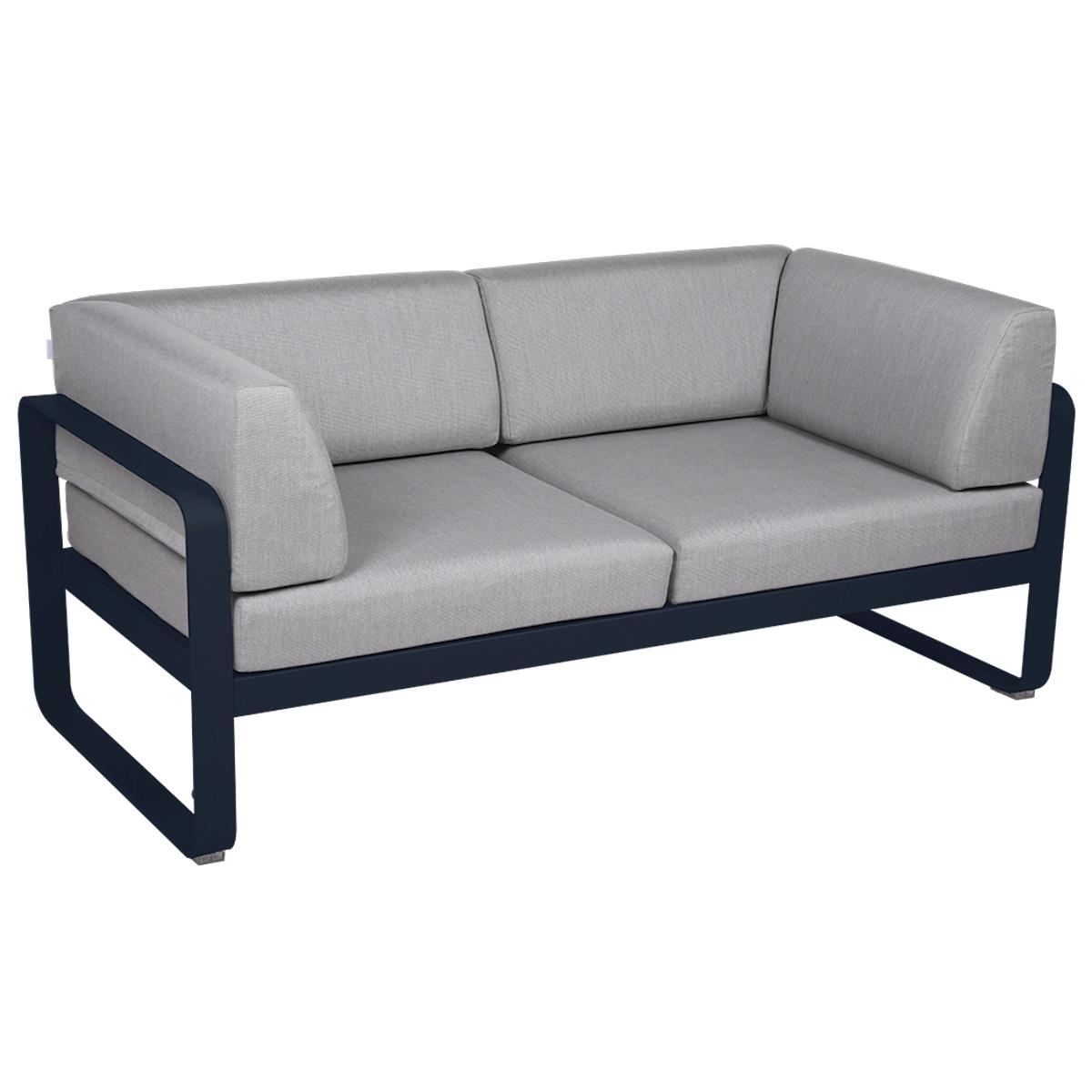 Canapé Club 2 places BELLEVIE Fermob bleu abysse-gris flanelle