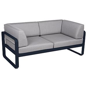 Canapé Club 2 places BELLEVIE Fermob bleu abysse-gris flanelle