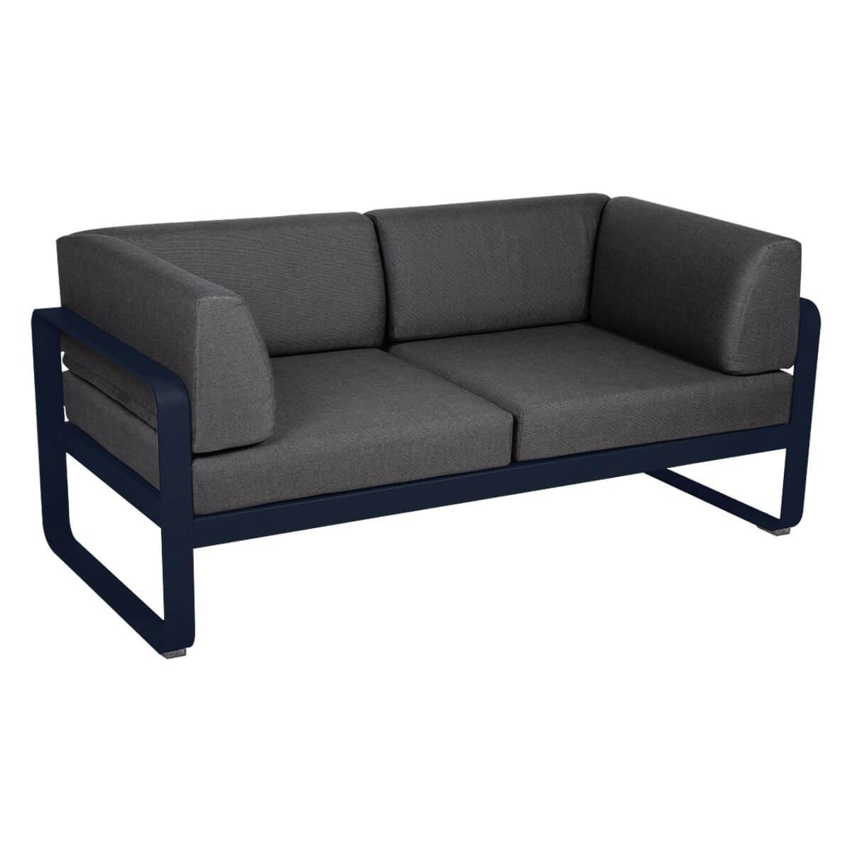 Canapé Club 2 places BELLEVIE Fermob bleu abysse-gris graphite