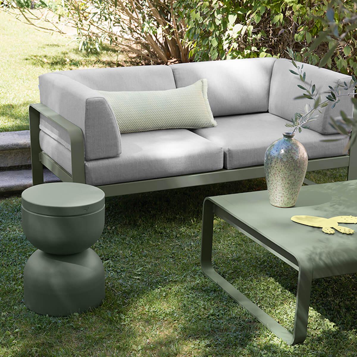 Canapé Club 2 places BELLEVIE Fermob bleu abysse-gris graphite