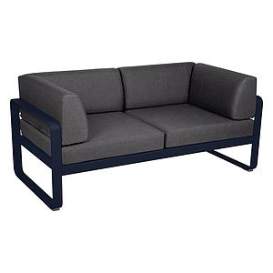 Canapé Club 2 places BELLEVIE Fermob bleu abysse-gris graphite