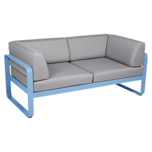 Canapé club 2 places BELLEVIE Fermob bleu maya-gris flanelle 