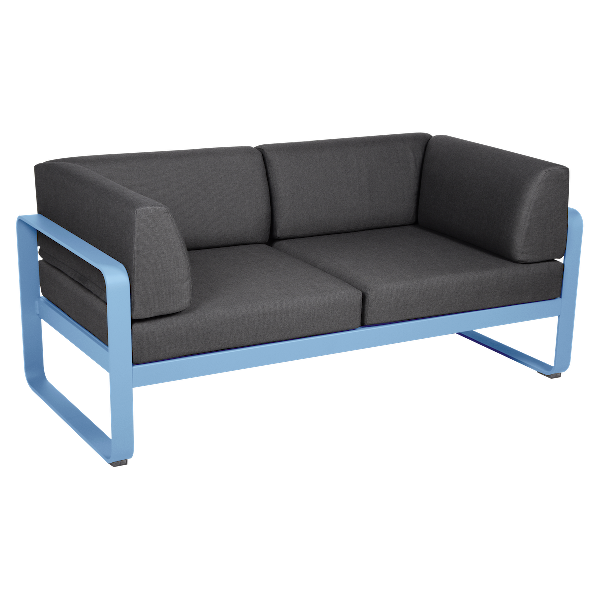 Canapé club 2 places BELLEVIE Fermob bleu maya-gris graphite