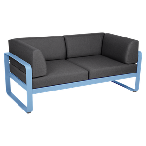 Canapé club 2 places BELLEVIE Fermob bleu maya-gris graphite