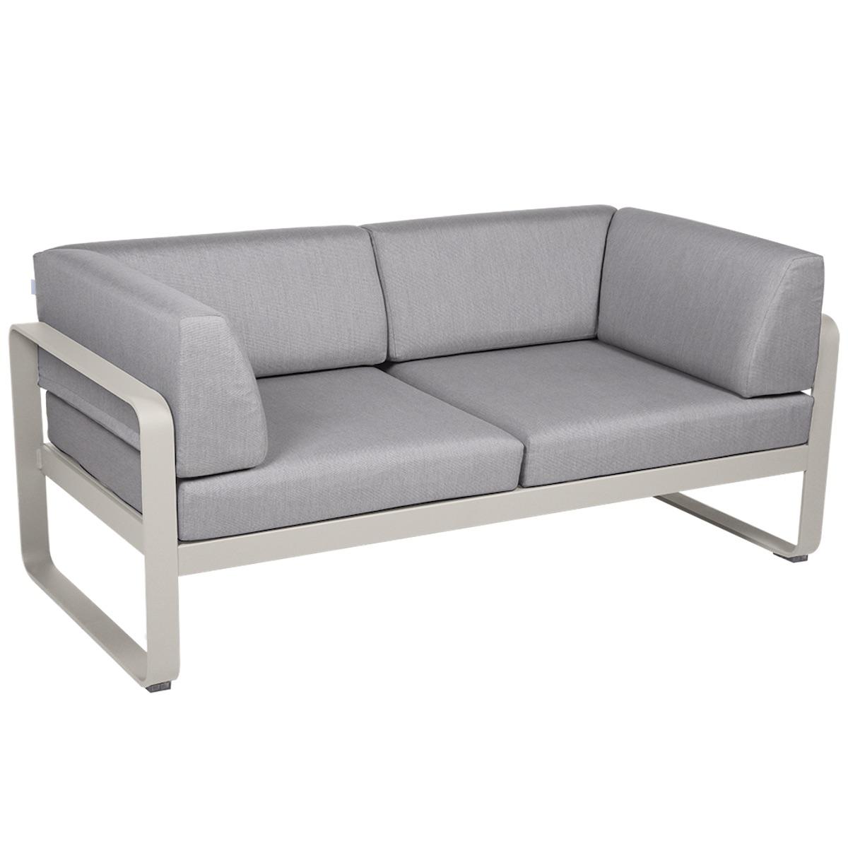 Canapé Club 2 places BELLEVIE Fermob gris argile-gris flanelle