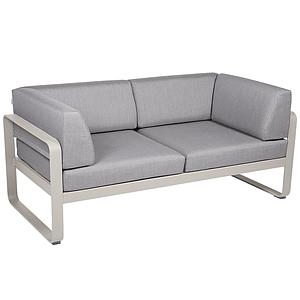 Canapé Club 2 places BELLEVIE Fermob gris argile-gris flanelle