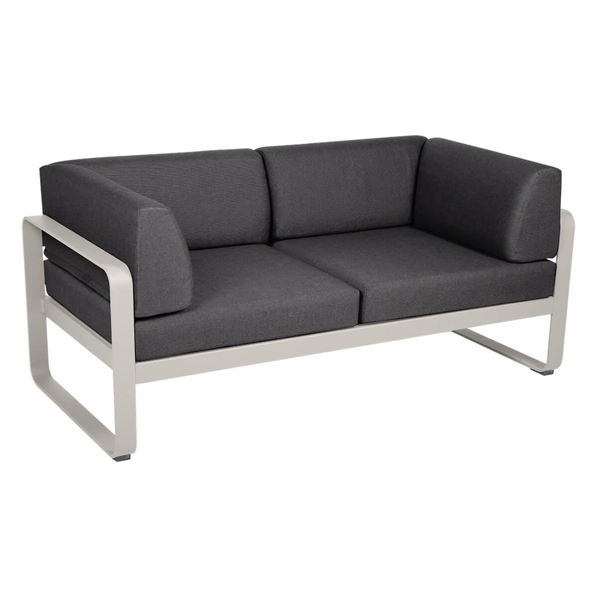 Canapé Club 2 places BELLEVIE Fermob gris argile-gris graphite