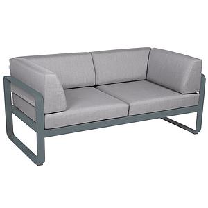 Canapé Club 2 places BELLEVIE Fermob gris orage-gris flanelle