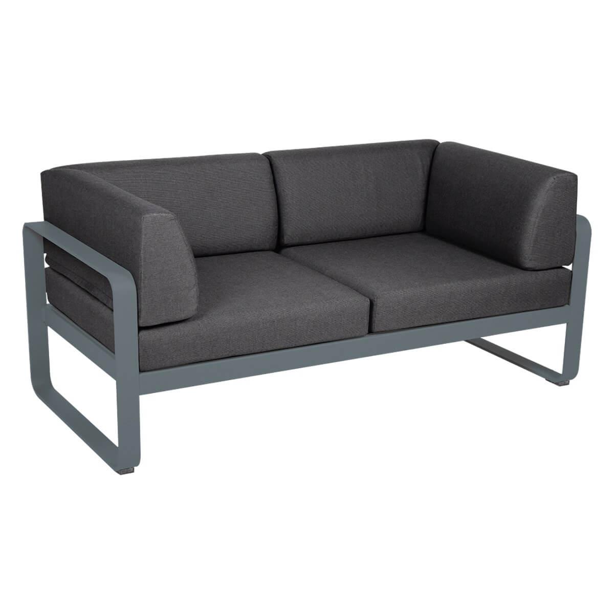 Canapé Club 2 places BELLEVIE Fermob gris orage-gris graphite