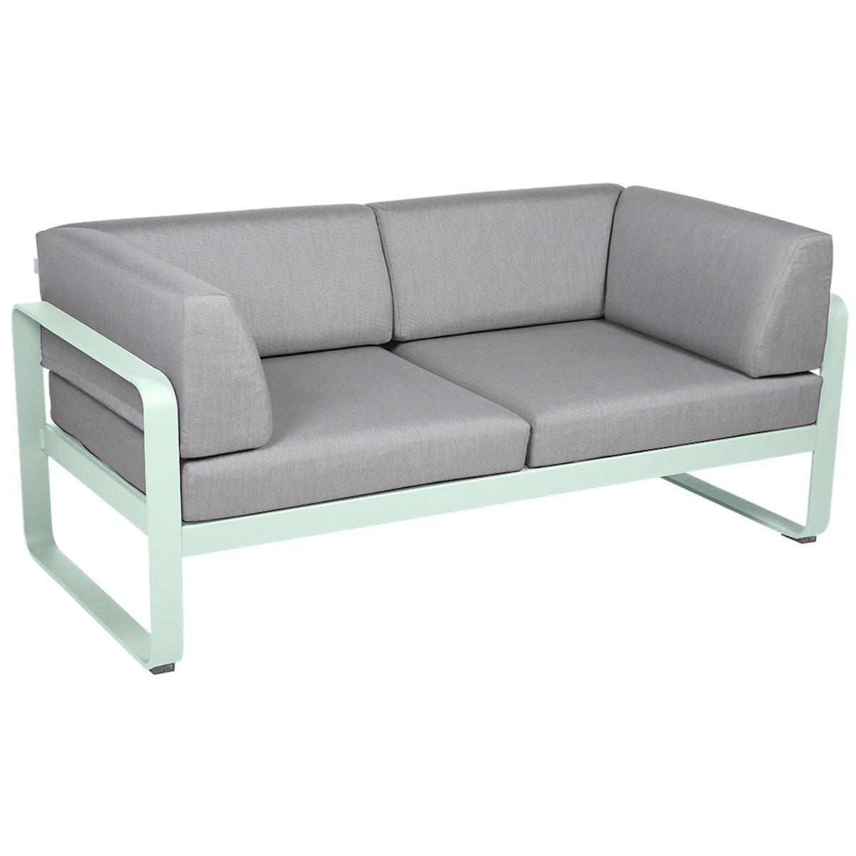 Canapé Club 2 places BELLEVIE Fermob menthe glaciale-gris flanelle