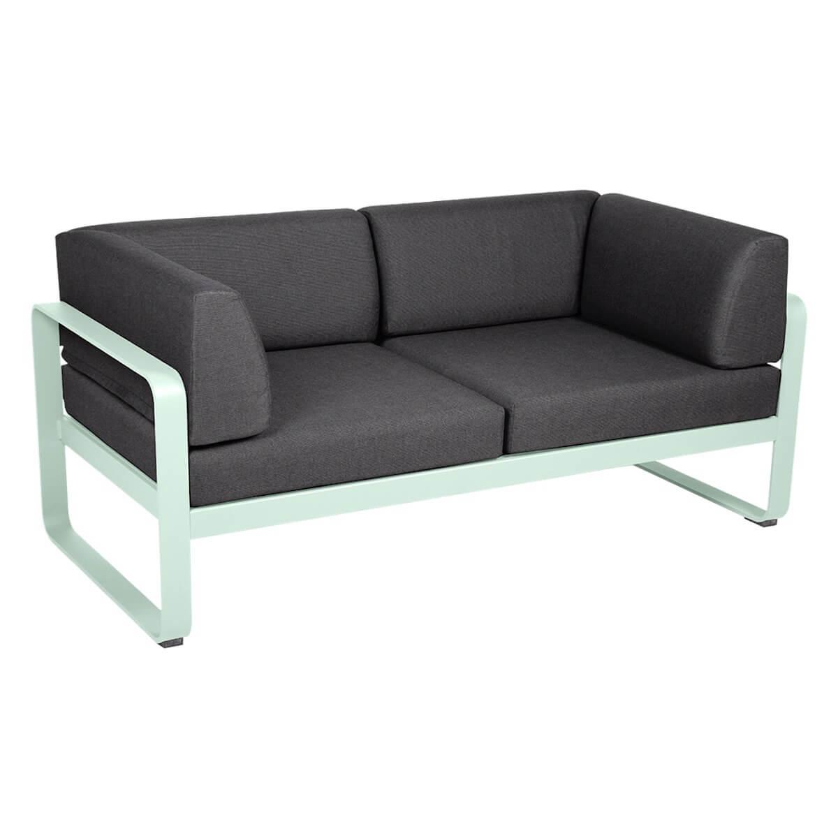 Canapé Club 2 places BELLEVIE Fermob menthe glaciale-gris graphite