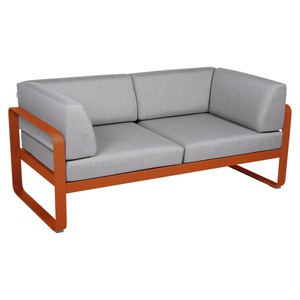 Canapé Club 2 places BELLEVIE Fermob orange confite-gris flanelle