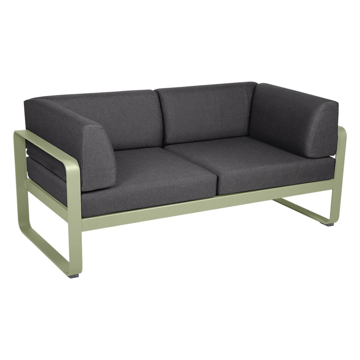 Canapé Club 2 places BELLEVIE Fermob vert tilleul-gris graphite
