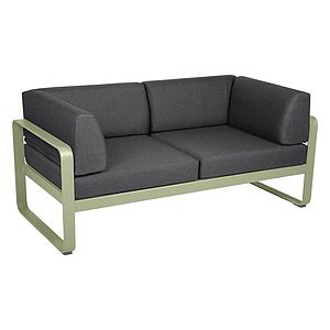 Canapé Club 2 places BELLEVIE Fermob vert tilleul-gris graphite