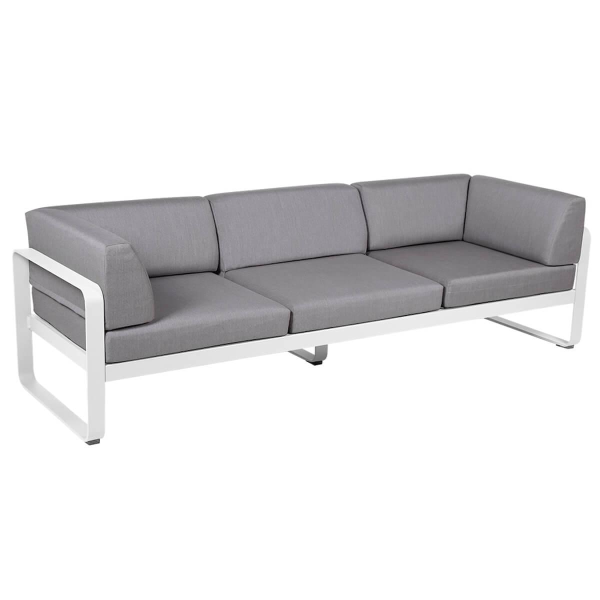 Canapé Club 3 places BELLEVIE Fermob blanc coton-gris flanelle