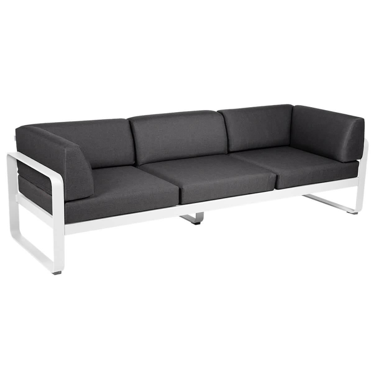 Canapé Club 3 places BELLEVIE Fermob blanc coton-gris graphite