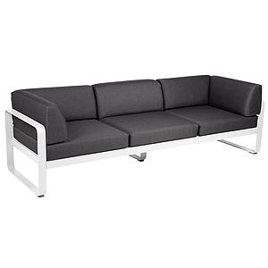Canapé Club 3 places BELLEVIE Fermob blanc coton-gris graphite